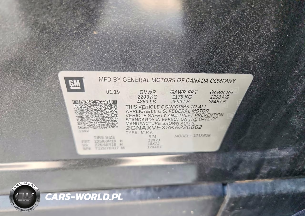 2019 Chevrolet Equinox Lt VIN:2GNAXVEX3K6226862 - 13