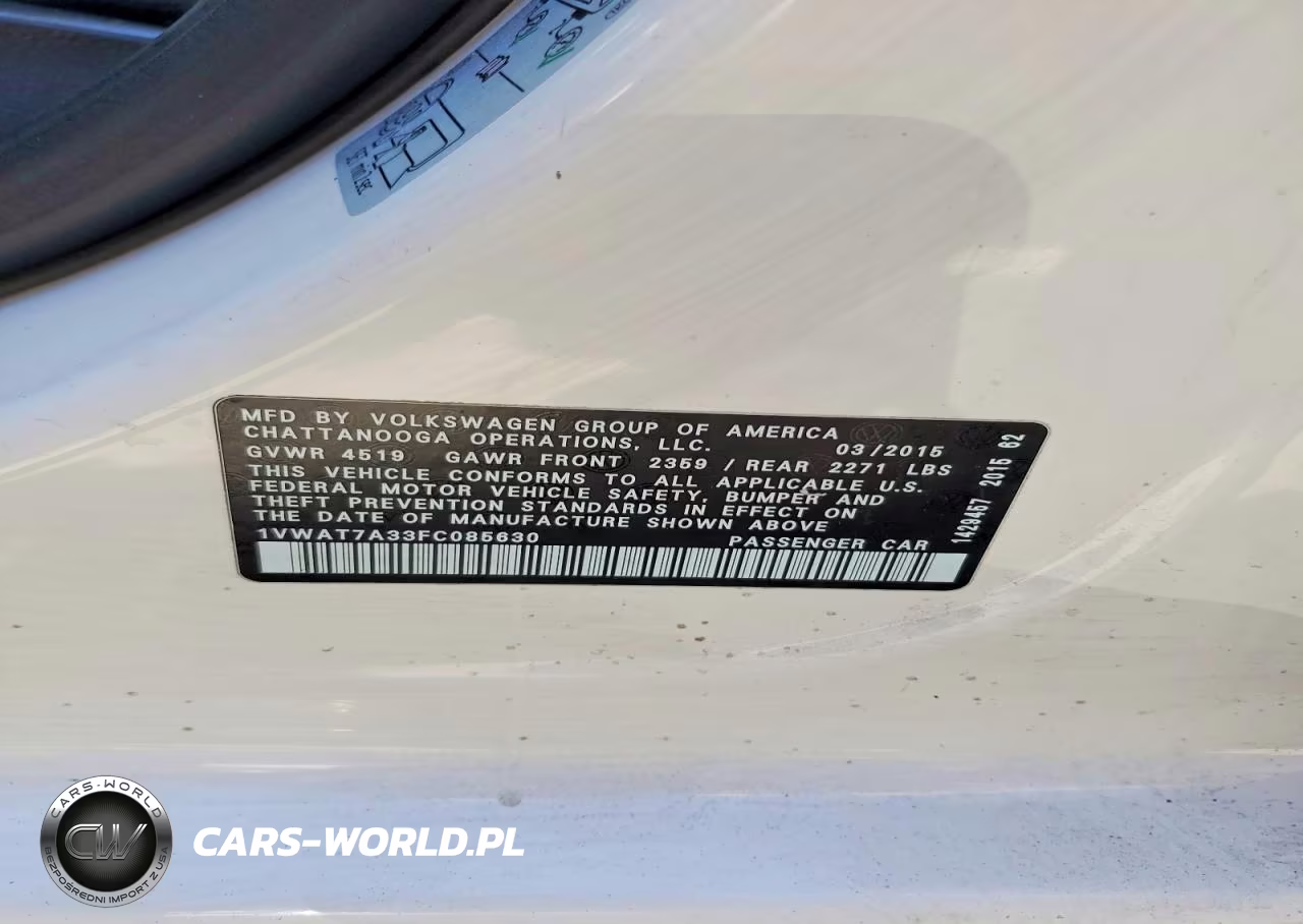2015 Volkswagen Passat S VIN:1VWAT7A33FC085630 - 12