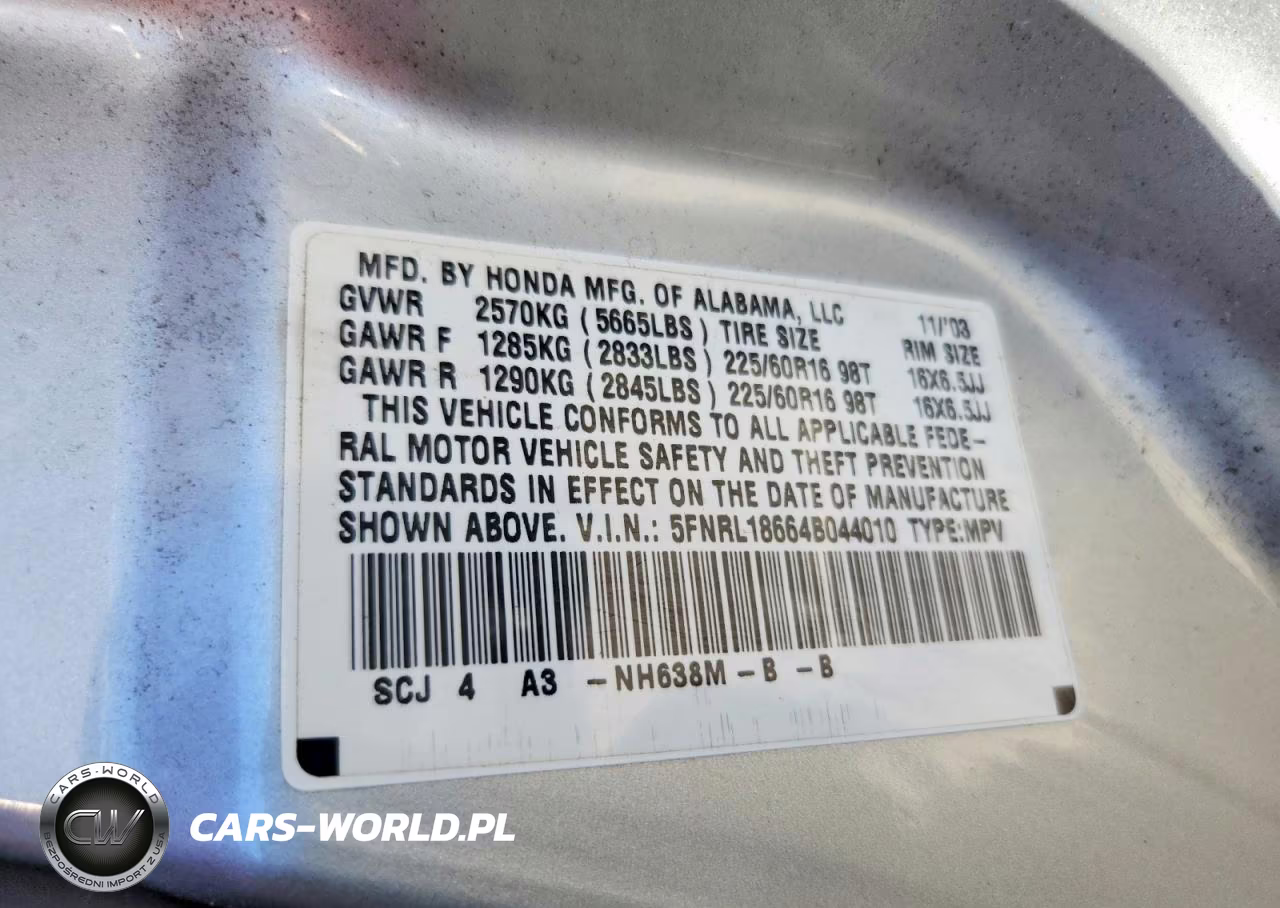 2004 Honda Odyssey Ex VIN:5FNRL18664B044010 - 13