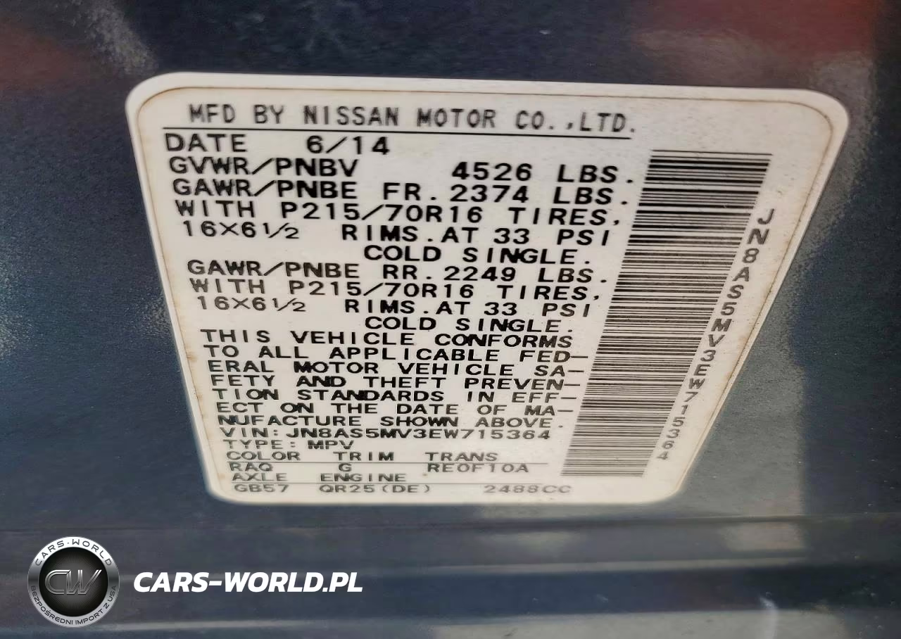 2014 Nissan Rogue Select S VIN:JN8AS5MV3EW715364 - 14