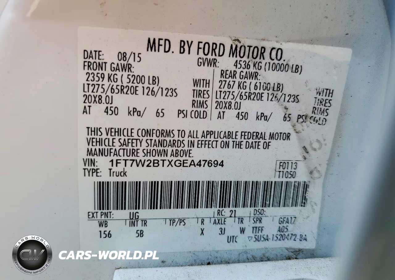 2016 Ford F250 Super Duty VIN:1FT7W2BTXGEA47694 - 12