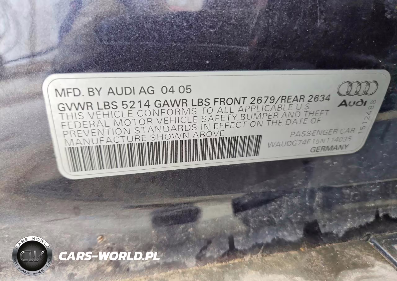 2005 Audi A6 3.2 Quattro VIN:WAUDG74F15N114035 - 12