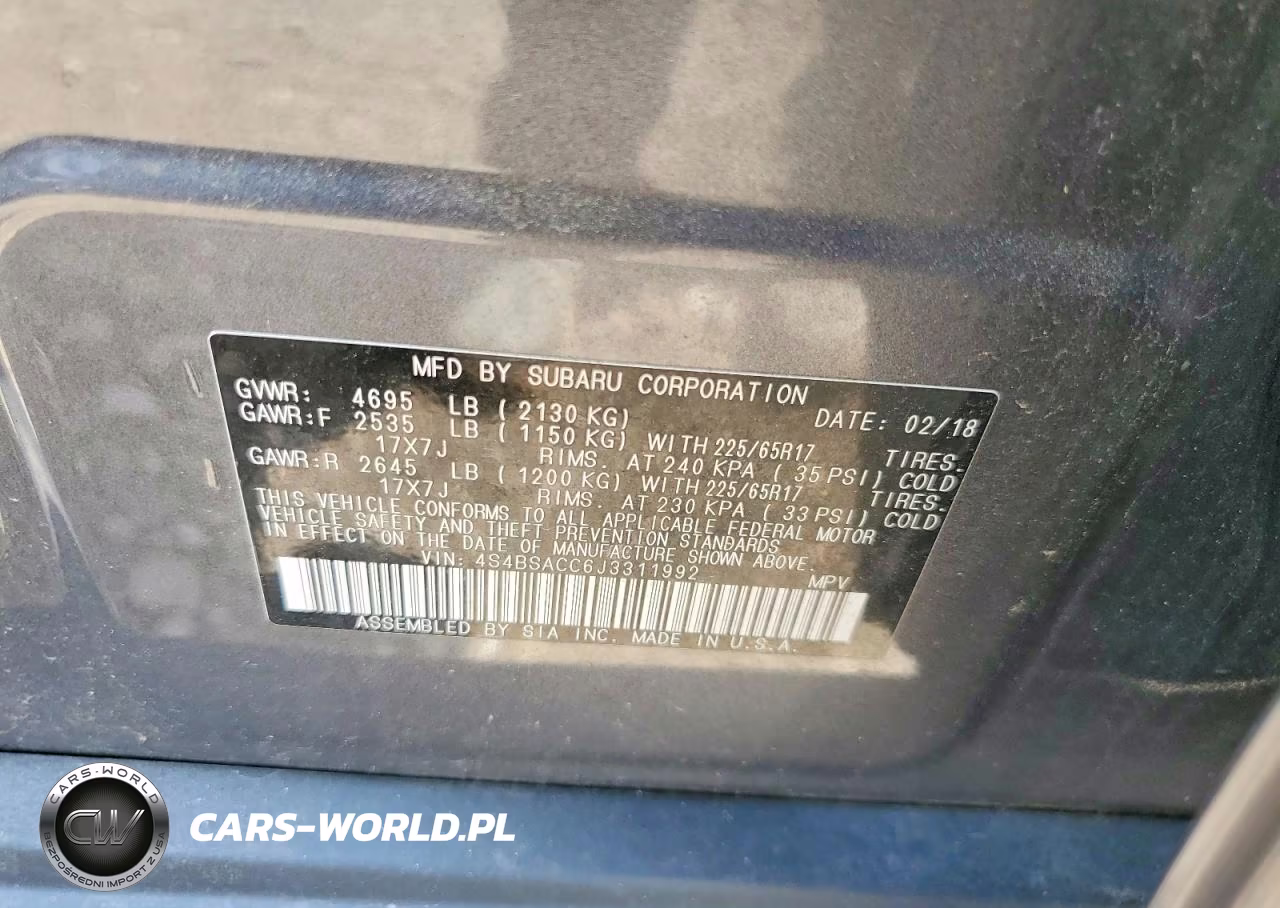 2018 Subaru Outback 2.5I Premium VIN:4S4BSACC6J3311992 - 13