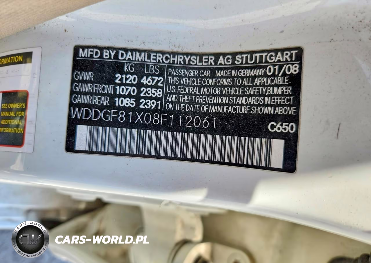 2008 Mercedes-Benz C 300 4Matic VIN:WDDGF81X08F112061 - 12