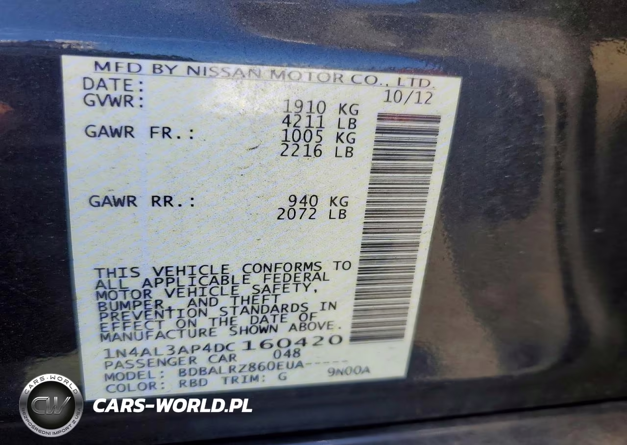 2013 Nissan Altima 2.5 VIN:1N4AL3AP4DC160420 - 12