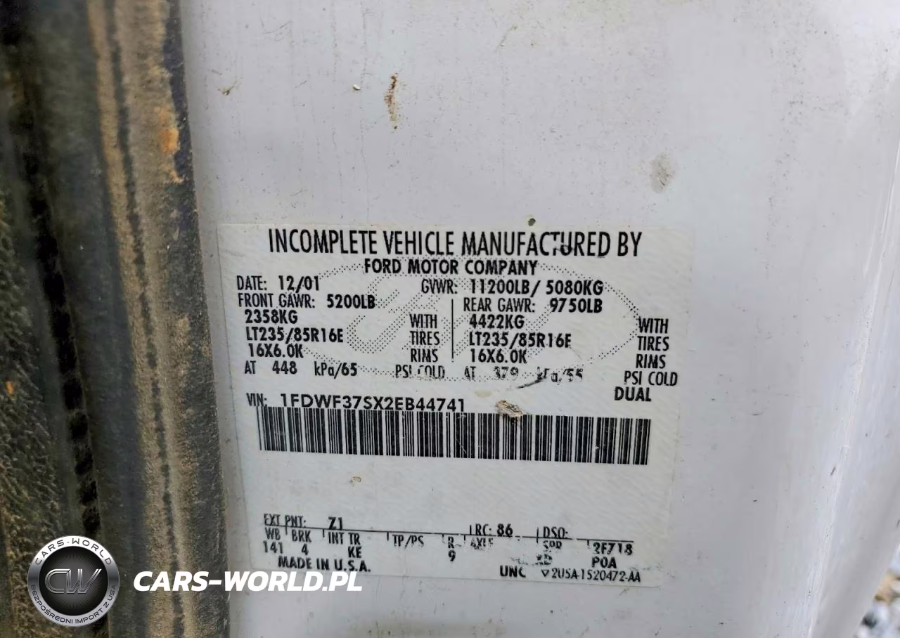 2002 Ford F350 Super Duty VIN:1FDWF37SX2EB44741 - 12