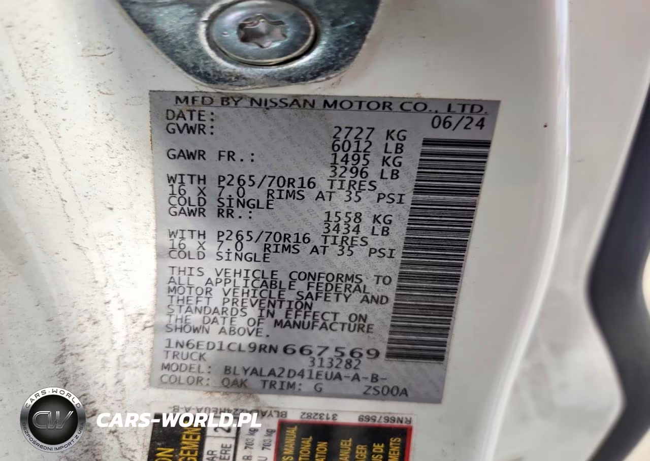 2024 Nissan Frontier S VIN:1N6ED1CL9RN667569 - 12