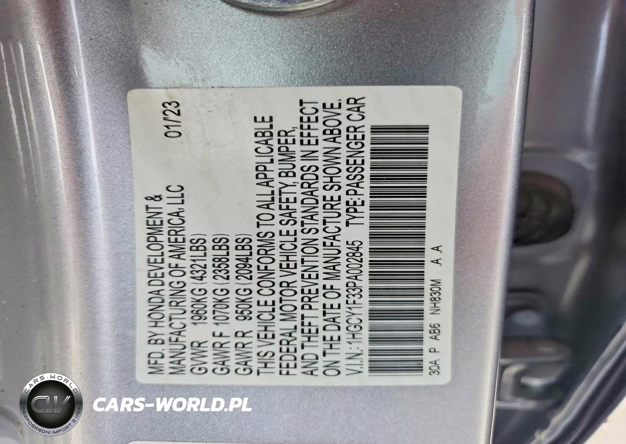 2023 Honda Accord Ex VIN:1HGCY1F33PA002845 - 12