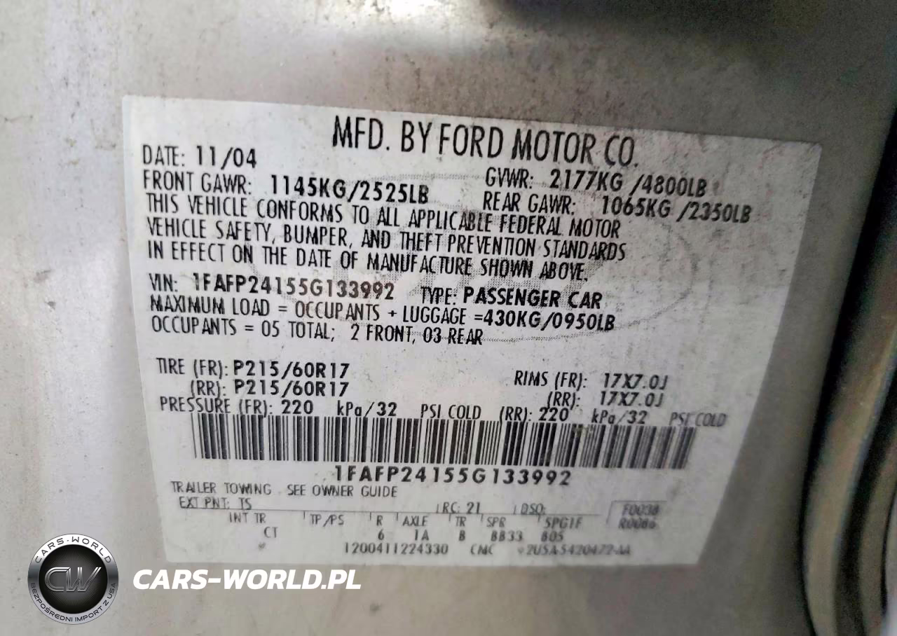 2005 Ford Five Hundred Sel VIN:1FAFP24155G133992 - 12