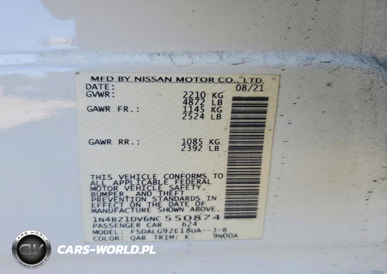 2022 Nissan Leaf Sl Plus VIN:1N4BZ1DV6NC550874 - 12