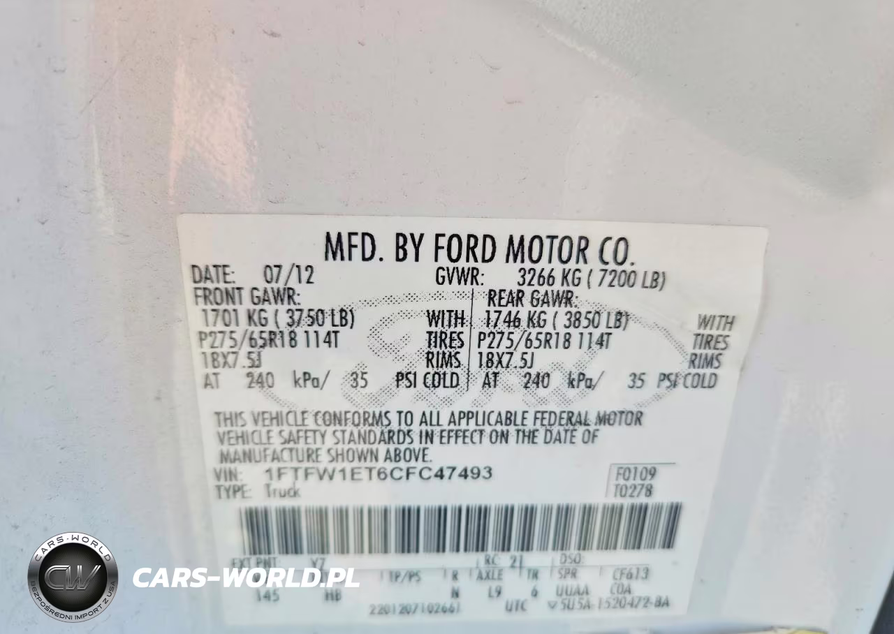 2012 Ford F150 Supercrew VIN:1FTFW1ET6CFC47493 - 12