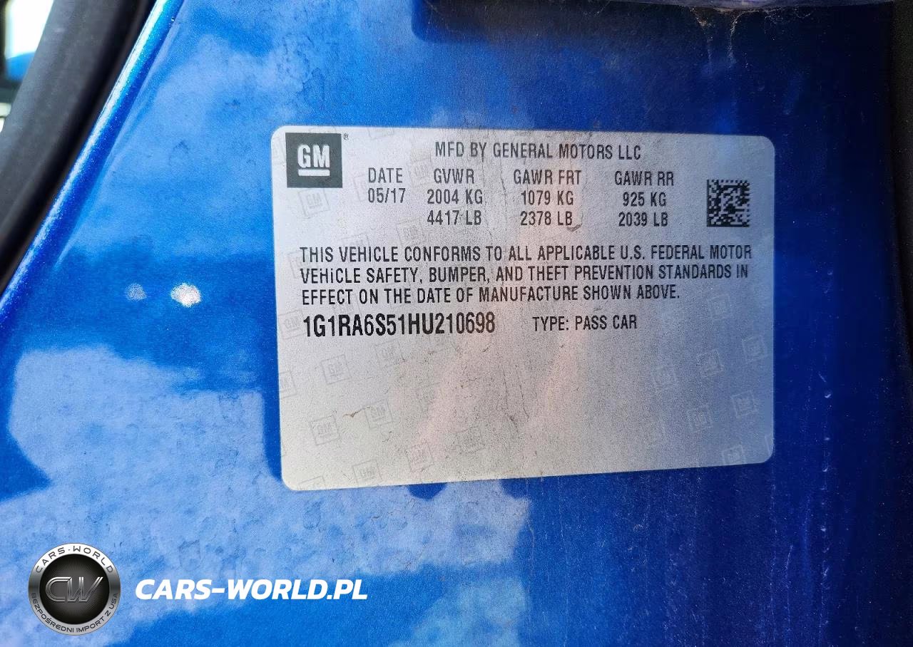 2017 Chevrolet Volt VIN:1G1RA6S51HU210698 - 12