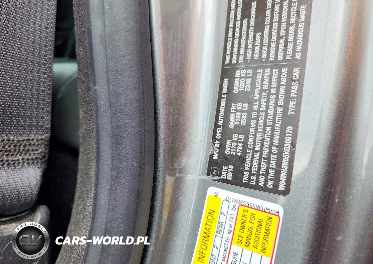 2019 Buick Cascada Premium VIN:W04WH3N55KG309170 - 12