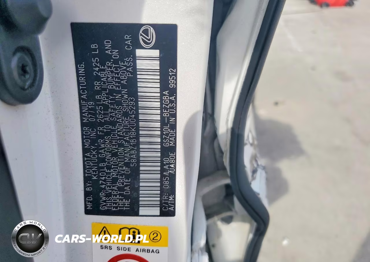 2019 Lexus Es 350 VIN:58ABZ1B18KU045293 - 12