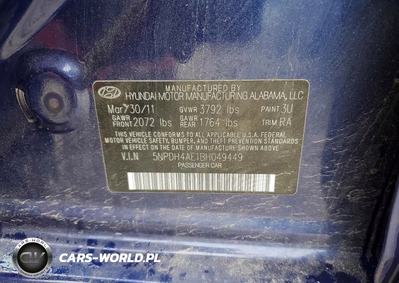 2011 Hyundai Elantra Limited VIN:5NPDH4AE1BH049449 - 12