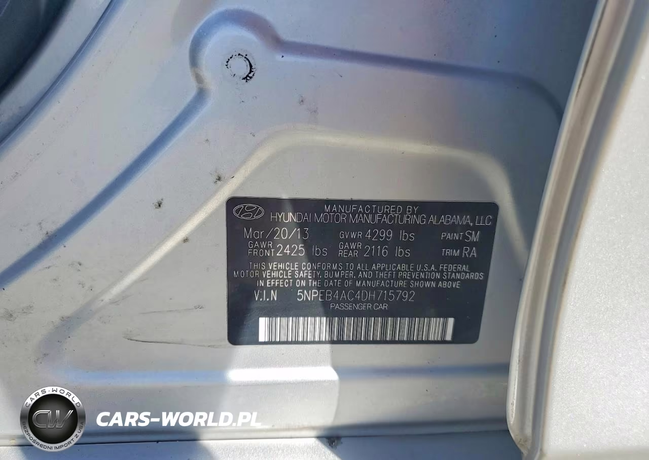 2013 Hyundai Sonata Gls VIN:5NPEB4AC4DH715792 - 12