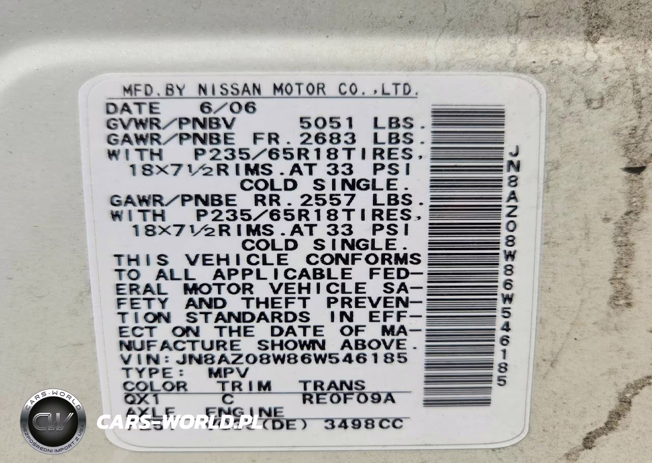 2006 Nissan Murano S VIN:JN8AZ08W86W546185 - 13