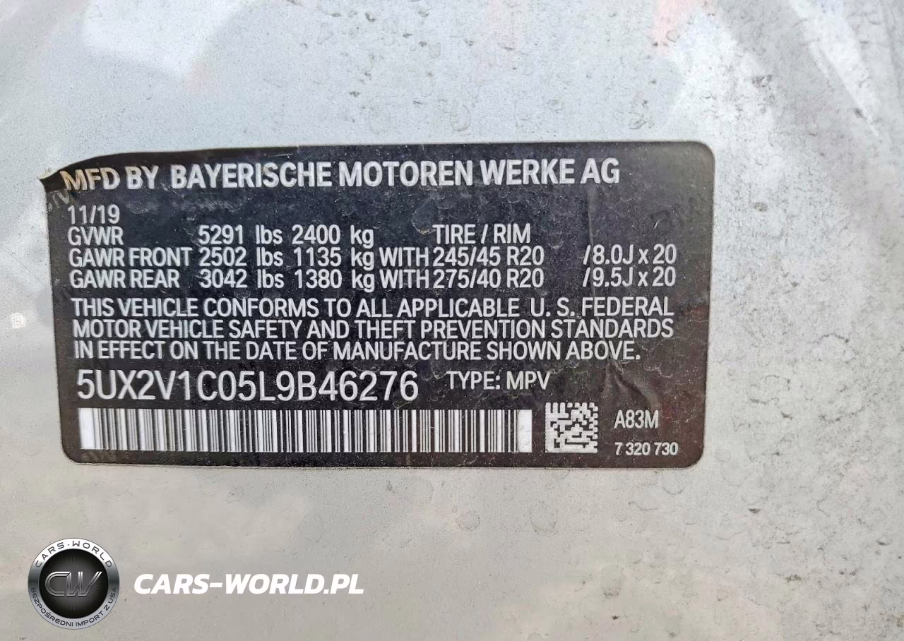 2020 BMW X4 xDrive30I VIN:5UX2V1C05L9B46276 - 13
