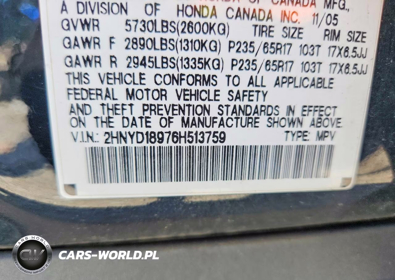 2006 Acura Mdx Touring VIN:2HNYD18976H513759 - 13