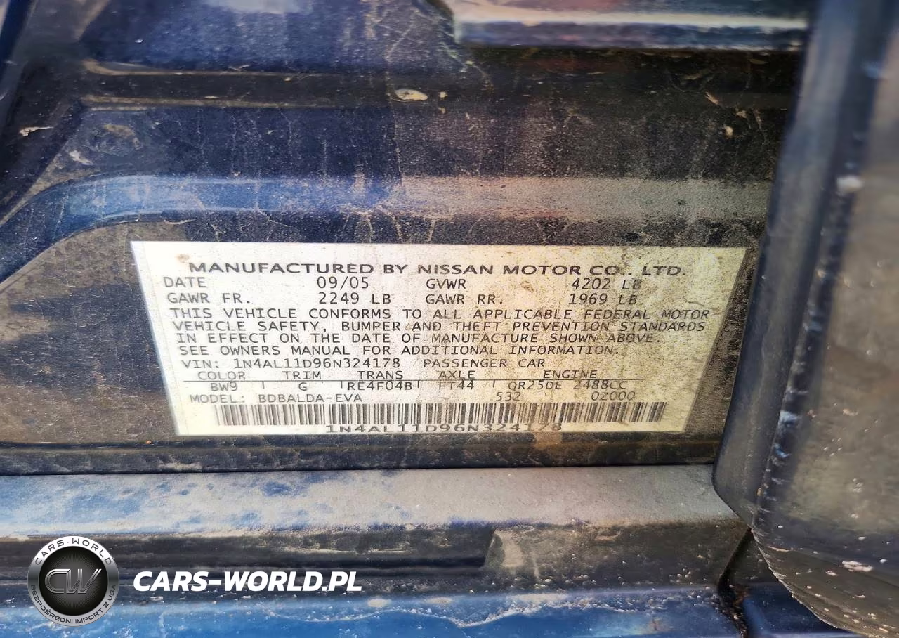 2006 Nissan Altima 2.5 VIN:1N4AL11D96N324178 - 12