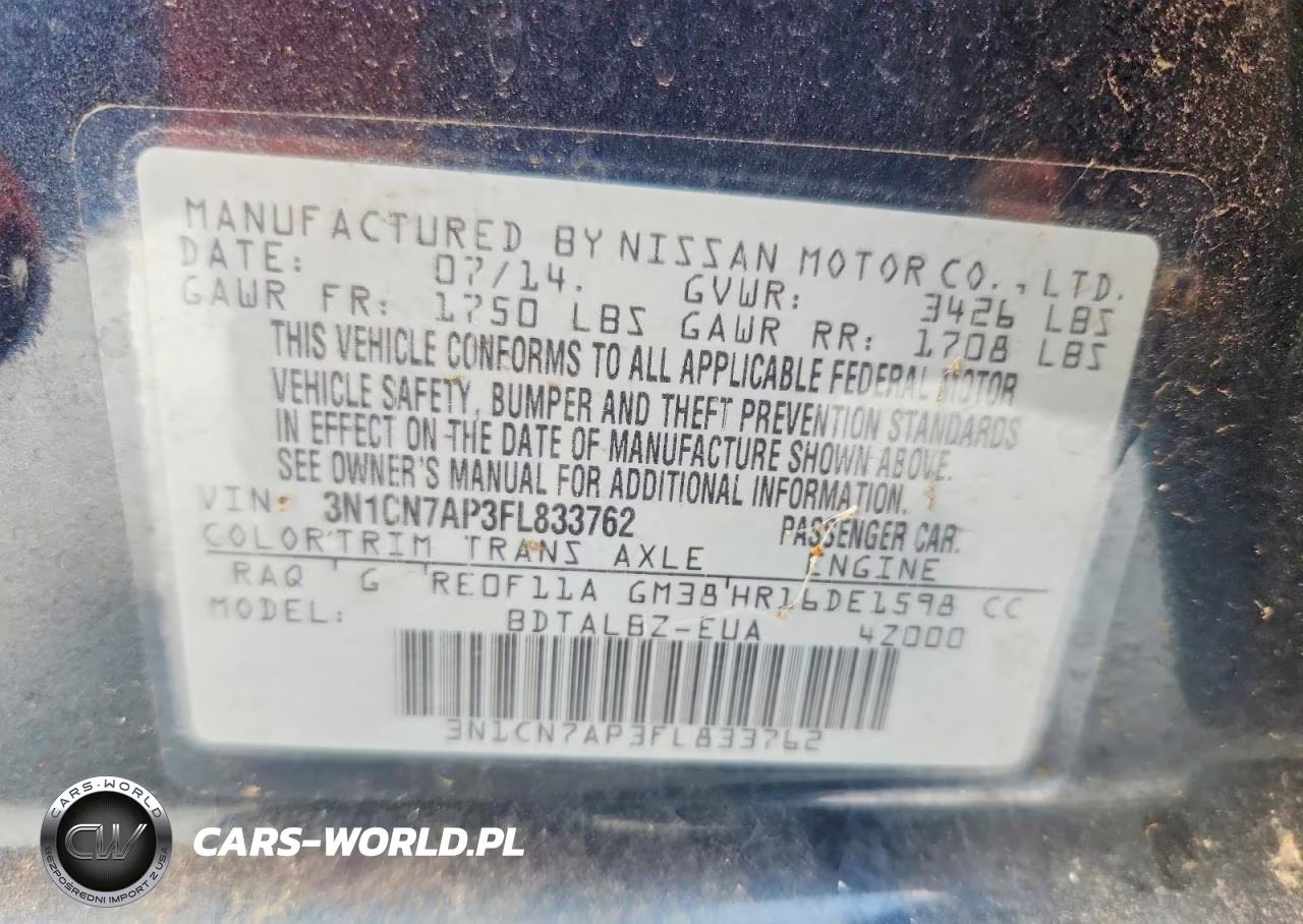 2015 Nissan Versa 1.6 Sv VIN:3N1CN7AP3FL833762 - 12
