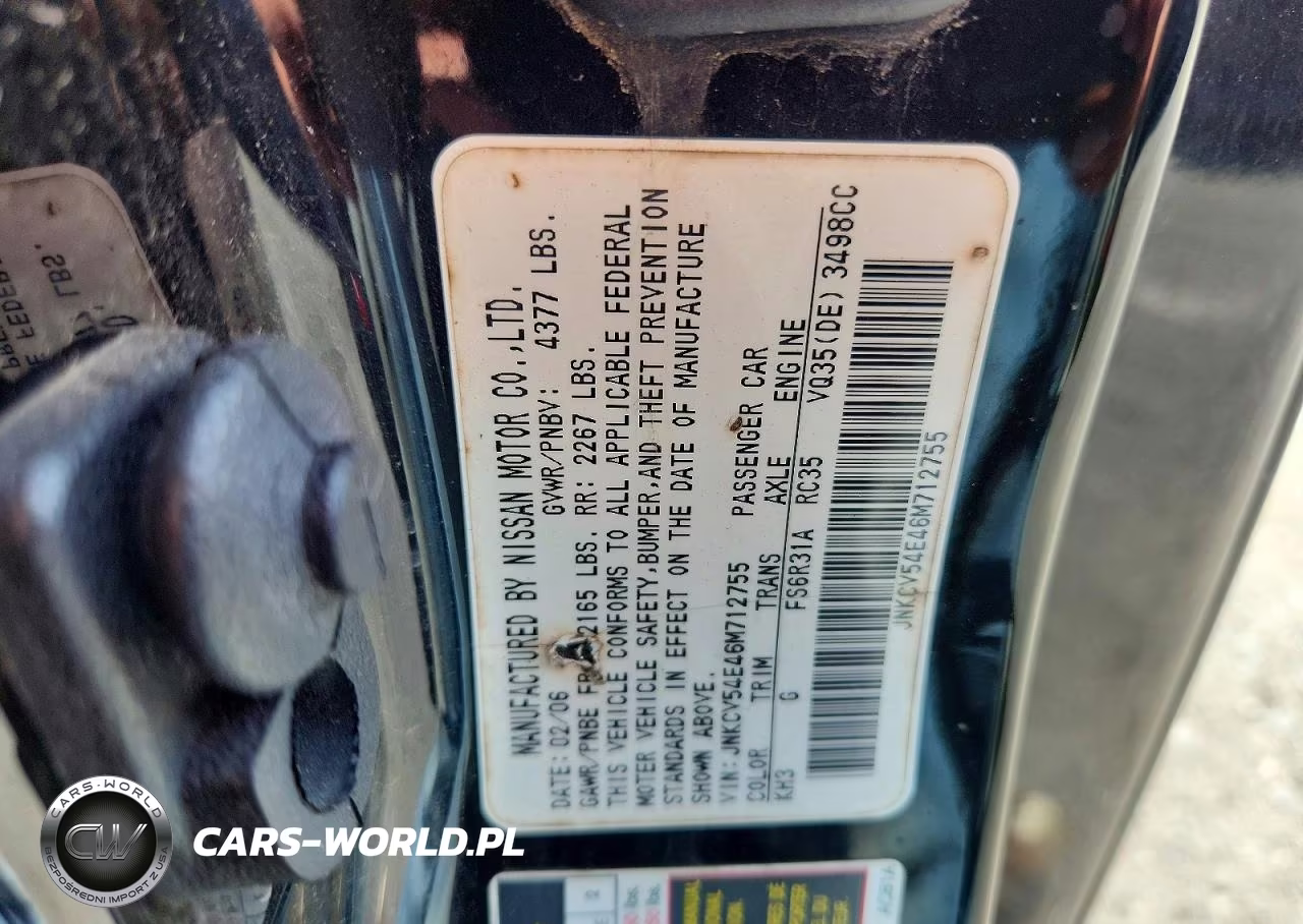 2006 Infiniti G35 Base VIN:JNKCV54E46M712755 - 12