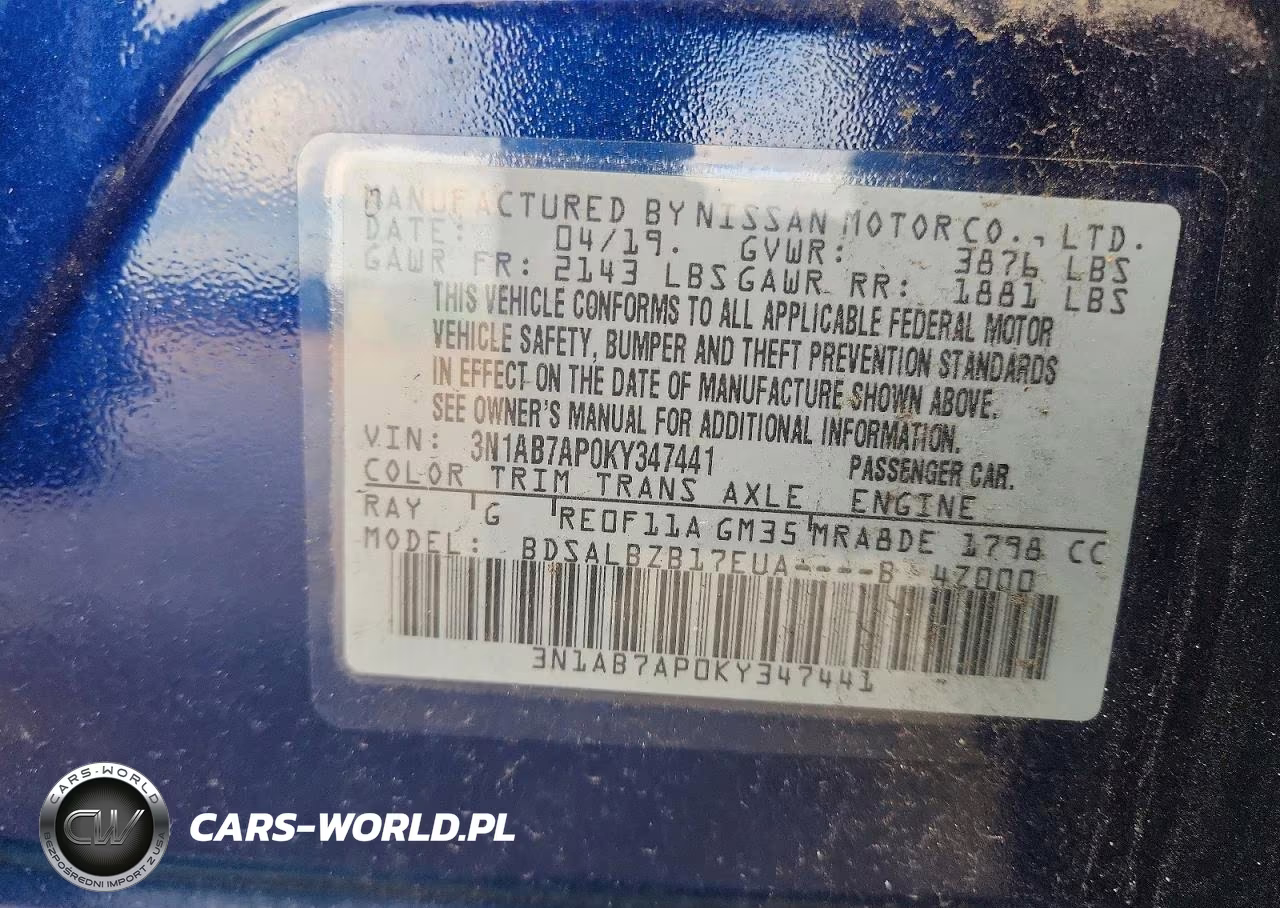 2019 Nissan Sentra S VIN:3N1AB7AP0KY347441 - 12