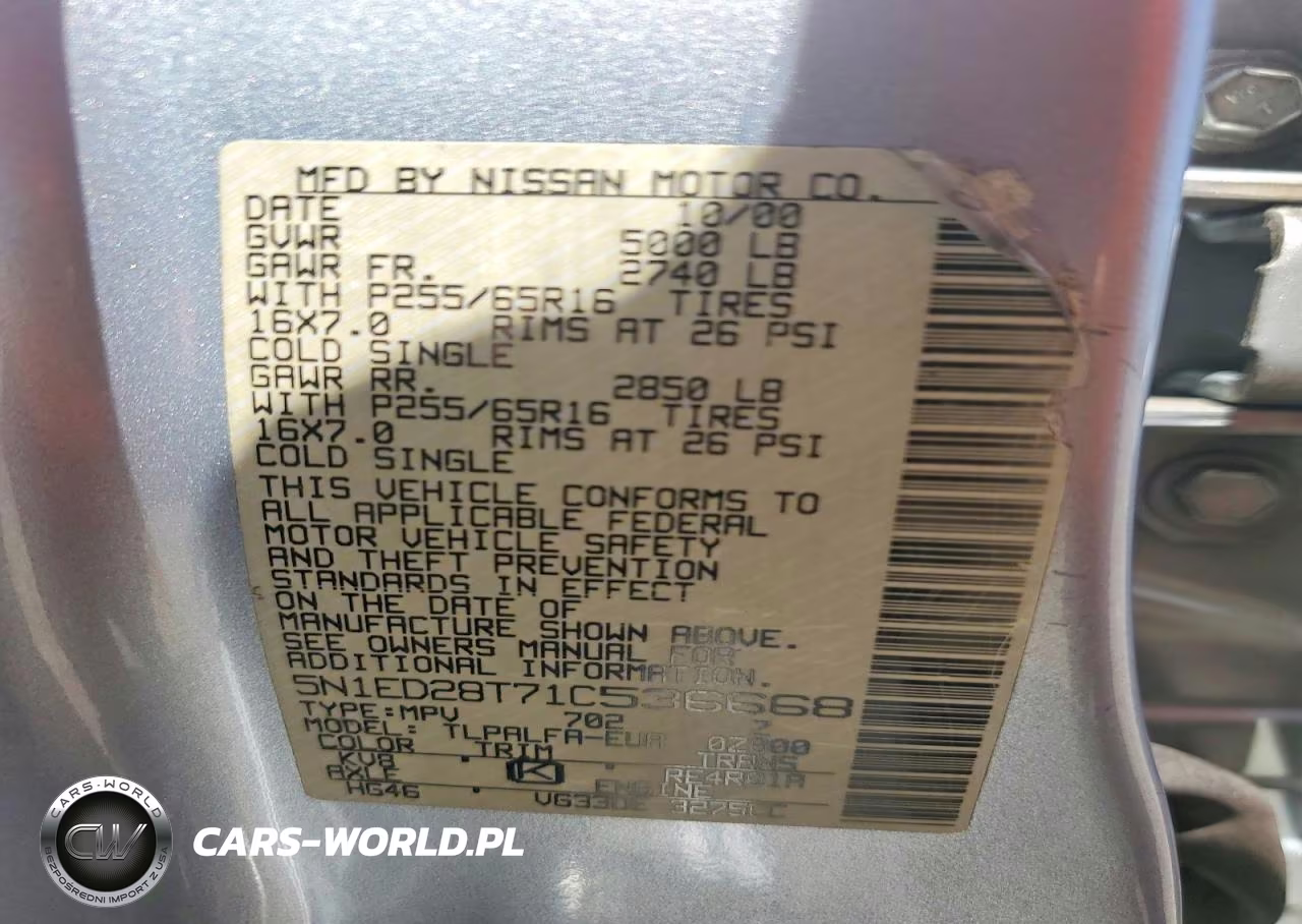 2001 Nissan Xterra Xe-V6 VIN:5N1ED28T71C536668 - 13