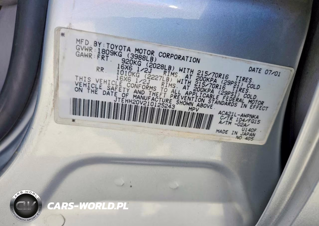 2001 Toyota Rav4 Base VIN:JTEHH20V210125243 - 13