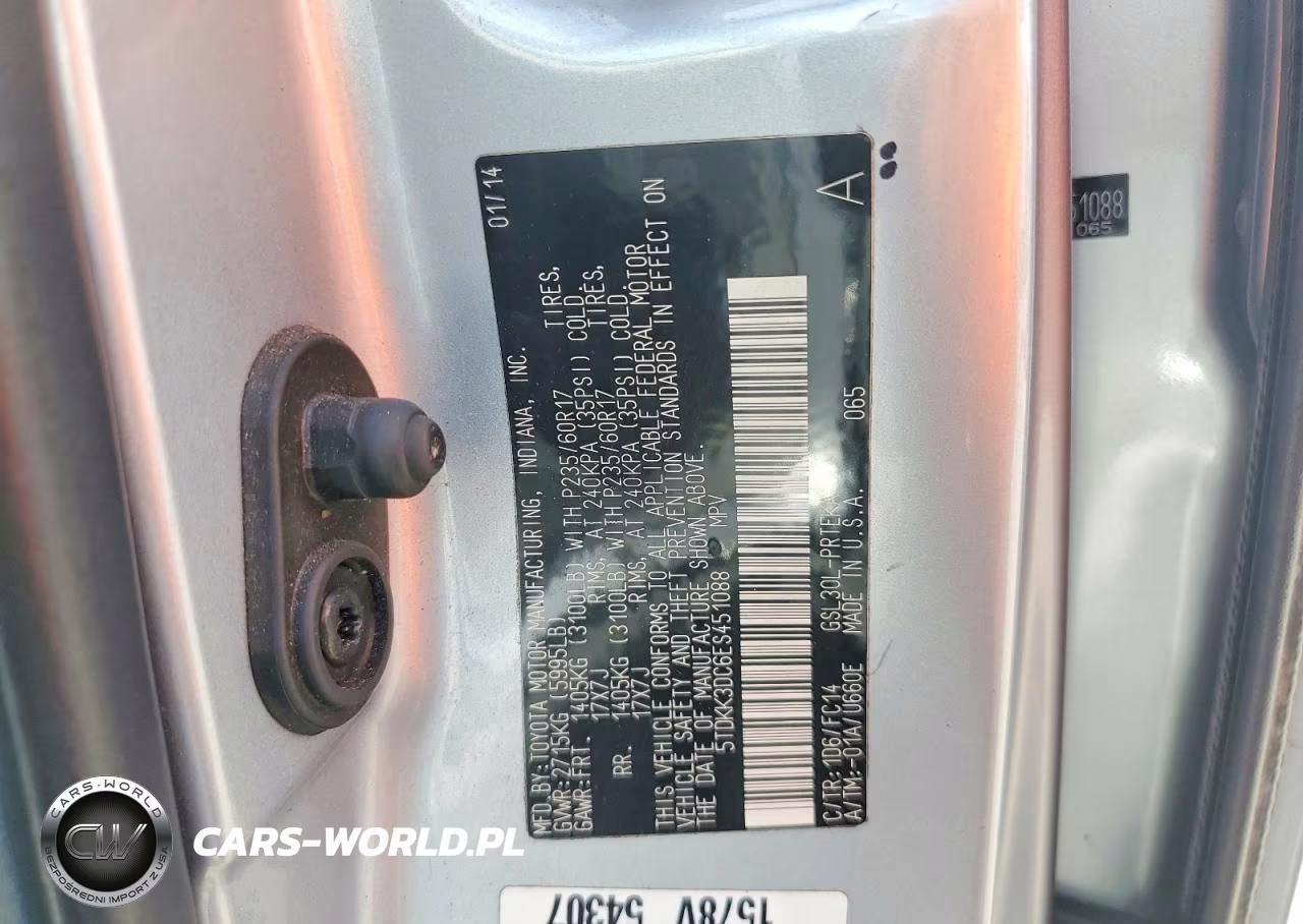 2014 Toyota Sienna Le VIN:5TDKK3DC6ES451088 - 13