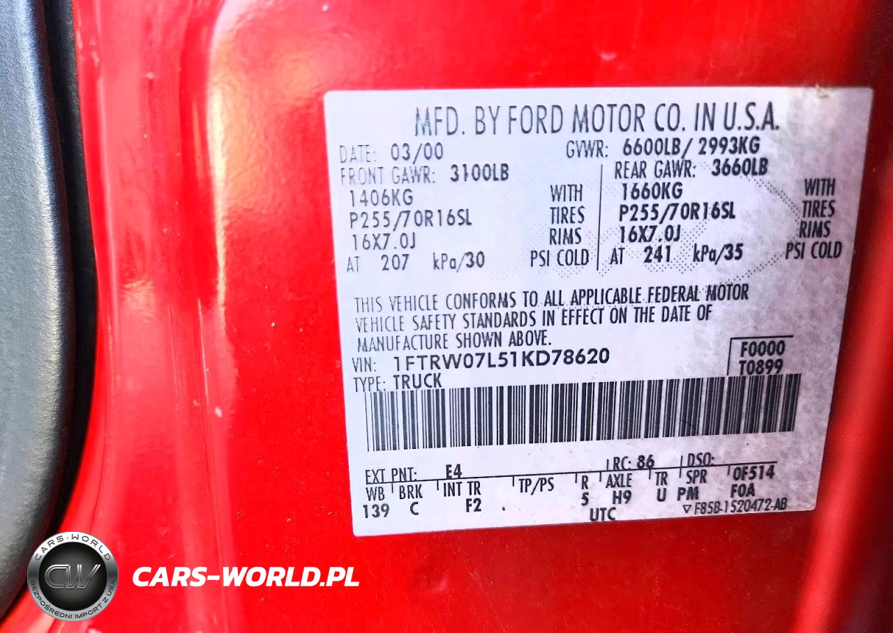 2000 Ford F-150 VIN:1FTRW07L51KD78620 - 12