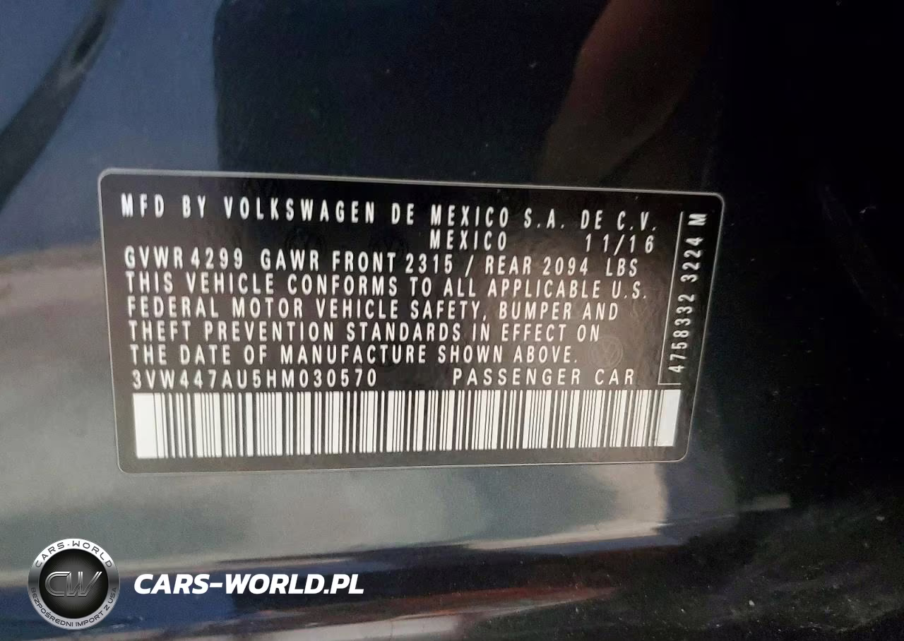 2017 Volkswagen Gti S-Se VIN:3VW447AU5HM030570 - 12