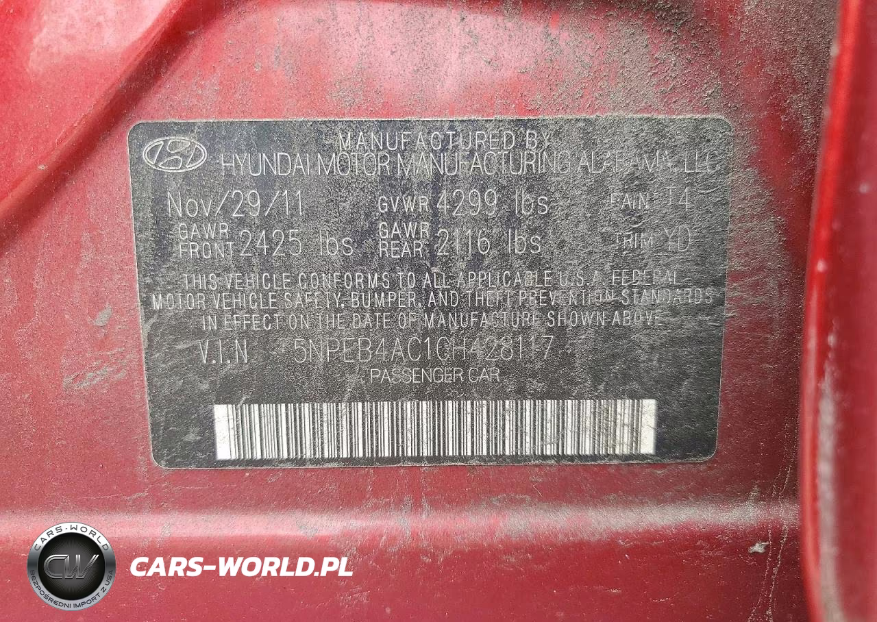 2012 Hyundai Sonata Gls VIN:5NPEB4AC1CH428117 - 12