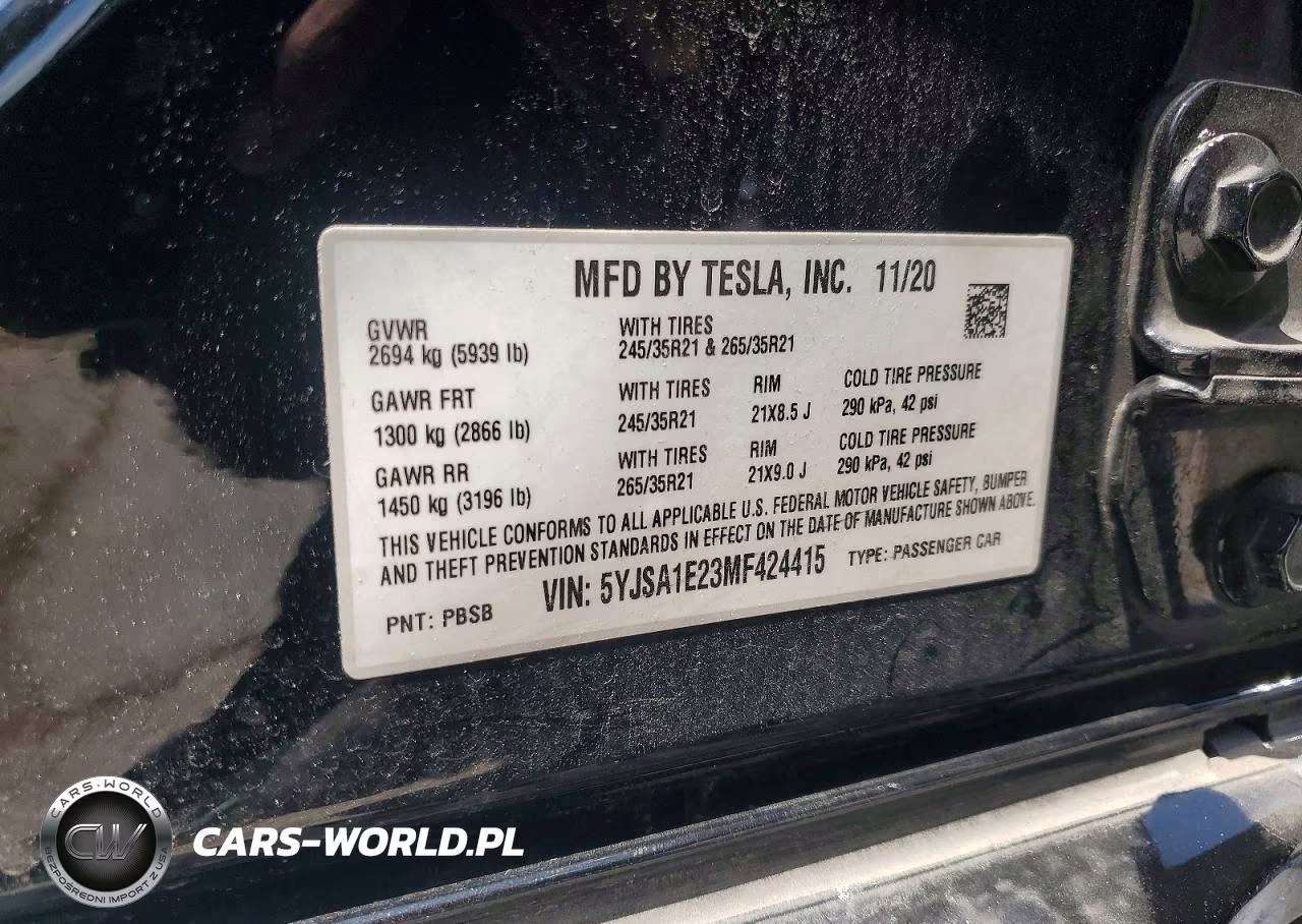 2021 Tesla Model S VIN:5YJSA1E23MF424415 - 12