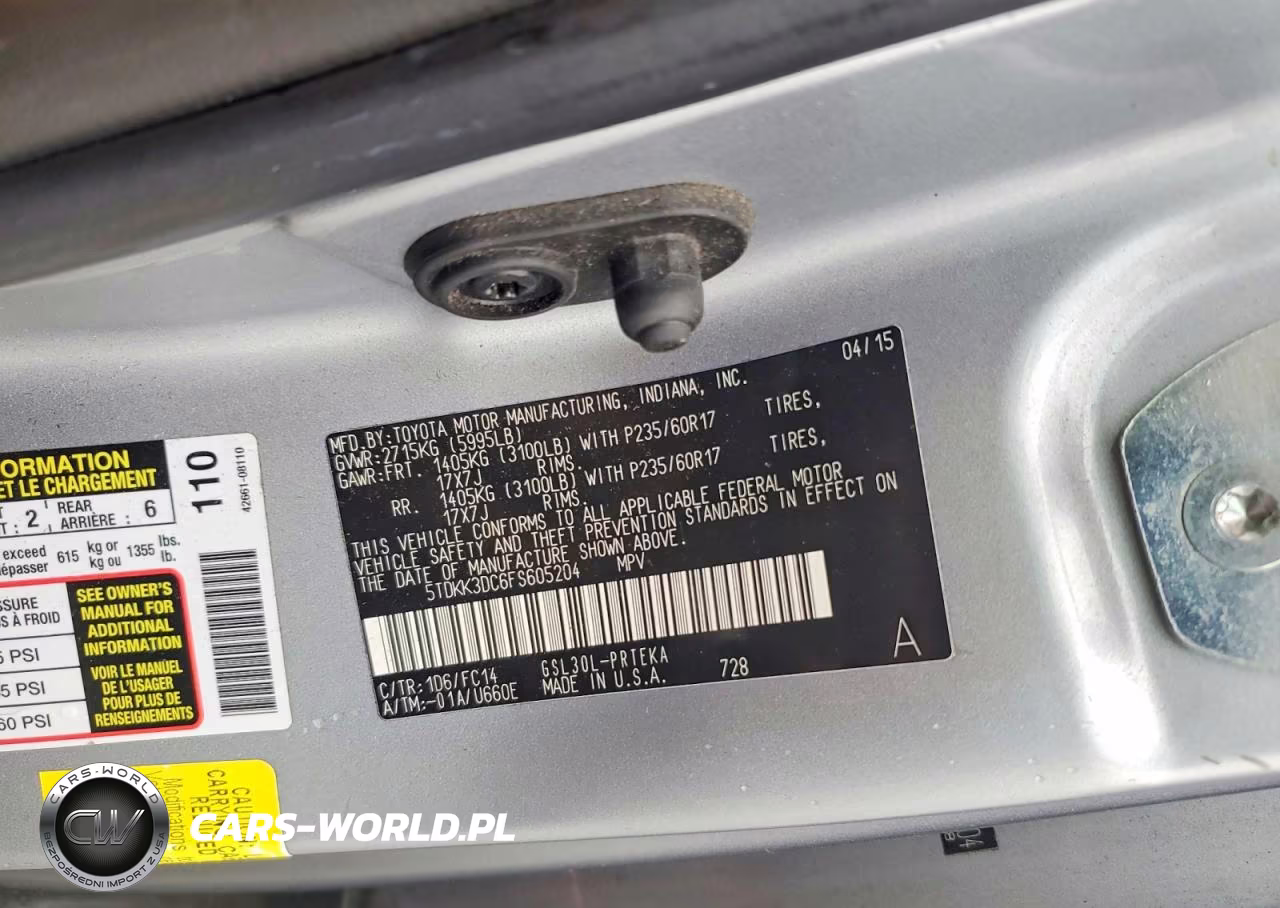2015 Toyota Sienna Le VIN:5TDKK3DC6FS605204 - 14