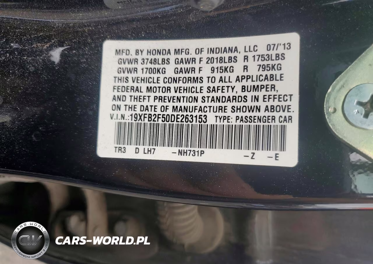2013 Honda Civic Lx VIN:19XFB2F50DE263153 - 12