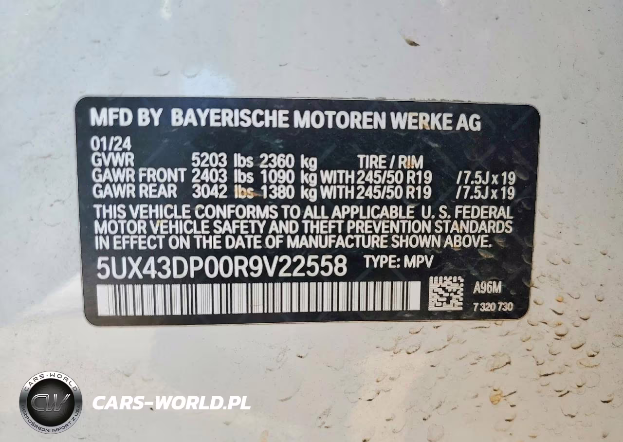 2024 BMW X3 Sdrive30I VIN:5UX43DP00R9V22558 - 12
