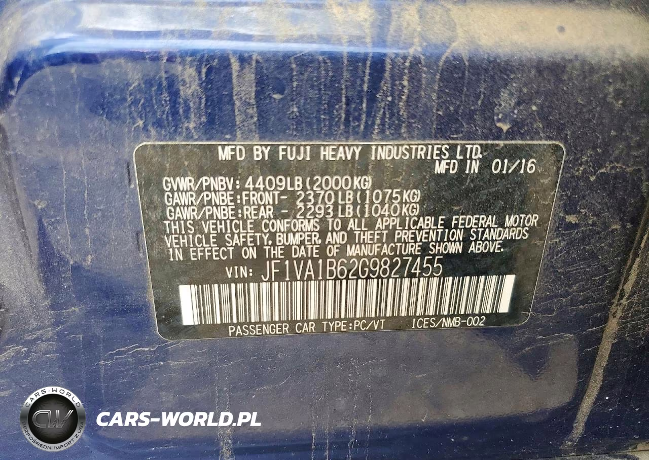 2016 Subaru Wrx VIN:JF1VA1B62G9827455 - 13