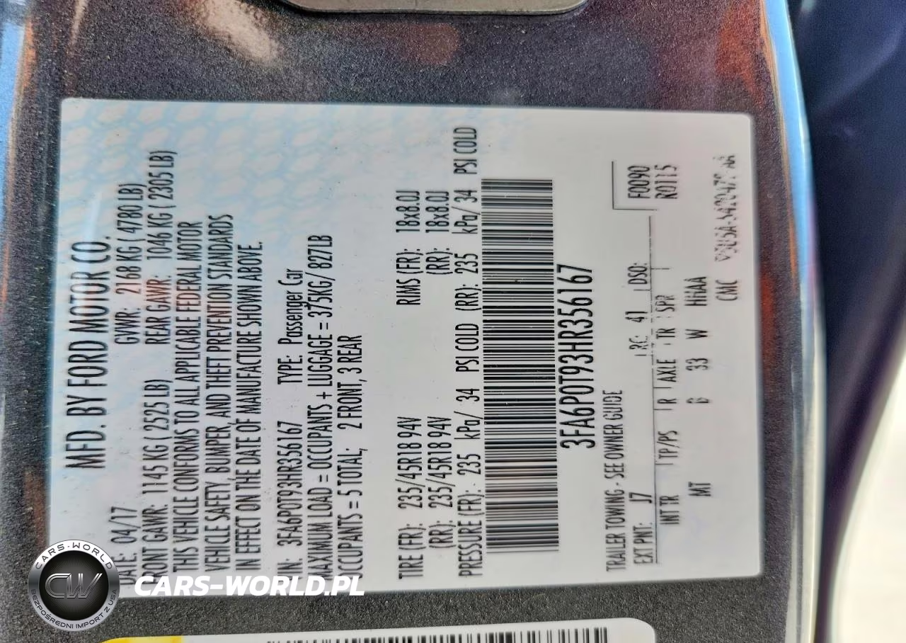 2017 Ford Fusion Se VIN:3FA6P0T93HR356167 - 12