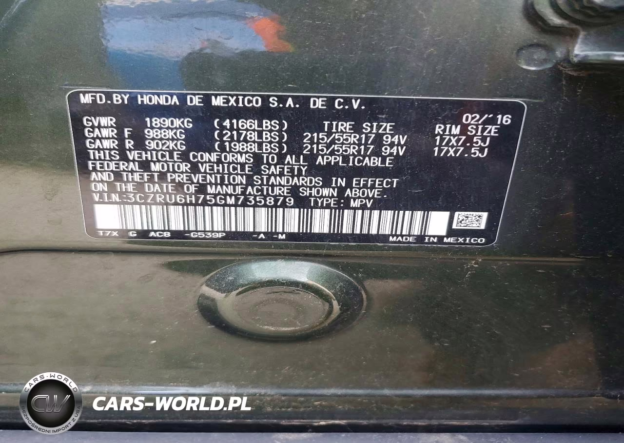 2016 Honda Hr-V Exl VIN:3CZRU6H75GM735879 - 12