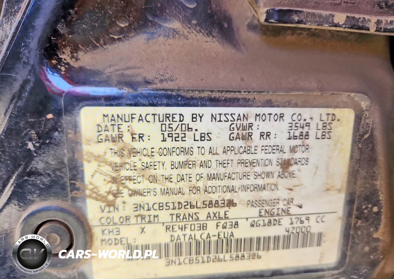 2006 Nissan Sentra 1.8 VIN:3N1CB51D26L588326 - 12