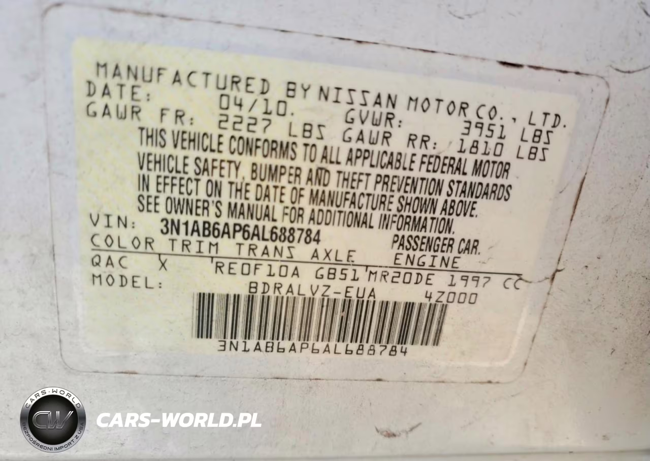 2010 Nissan Sentra 2.0 VIN:3N1AB6AP6AL688784 - 12