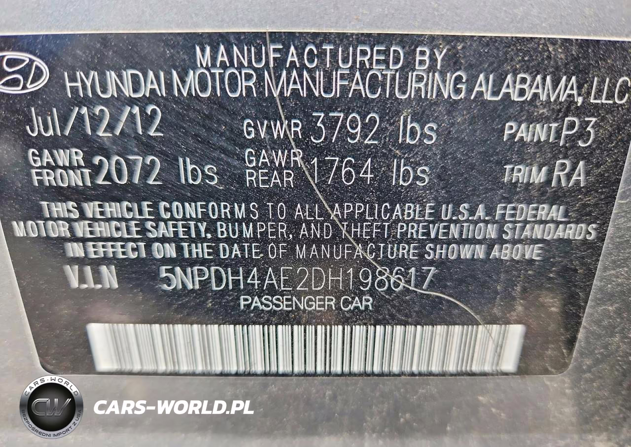 2013 Hyundai Elantra Gls VIN:5NPDH4AE2DH198617 - 12