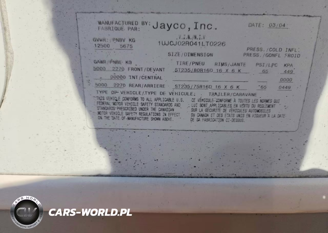 2004 Jayco Eagle Camper VIN:1UJCJ02R041LT0226 - 10