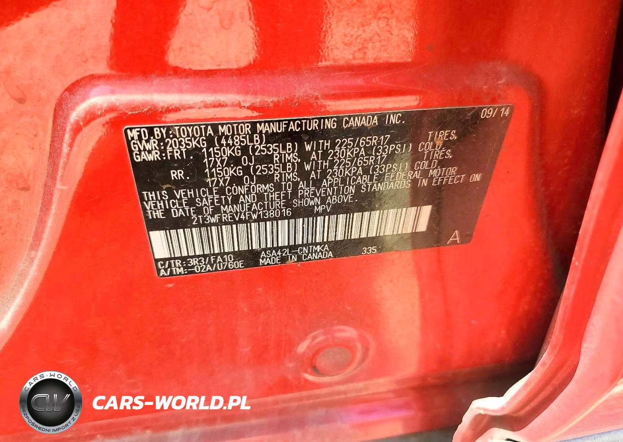 2015 Toyota Rav4 Xle VIN:2T3WFREV4FW138016 - 12
