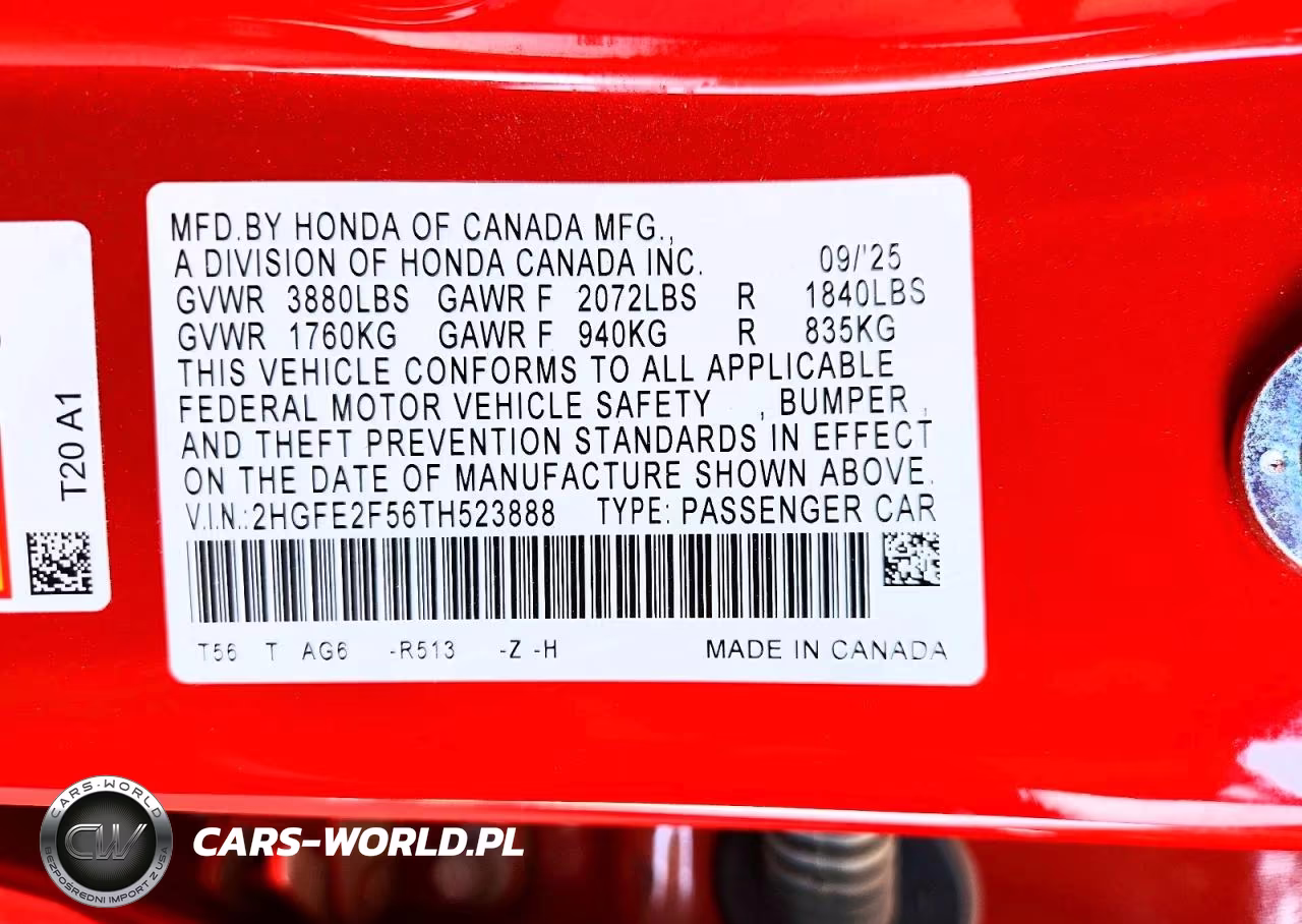 2026 Honda Civic Sport VIN:2HGFE2F56TH523888 - 12