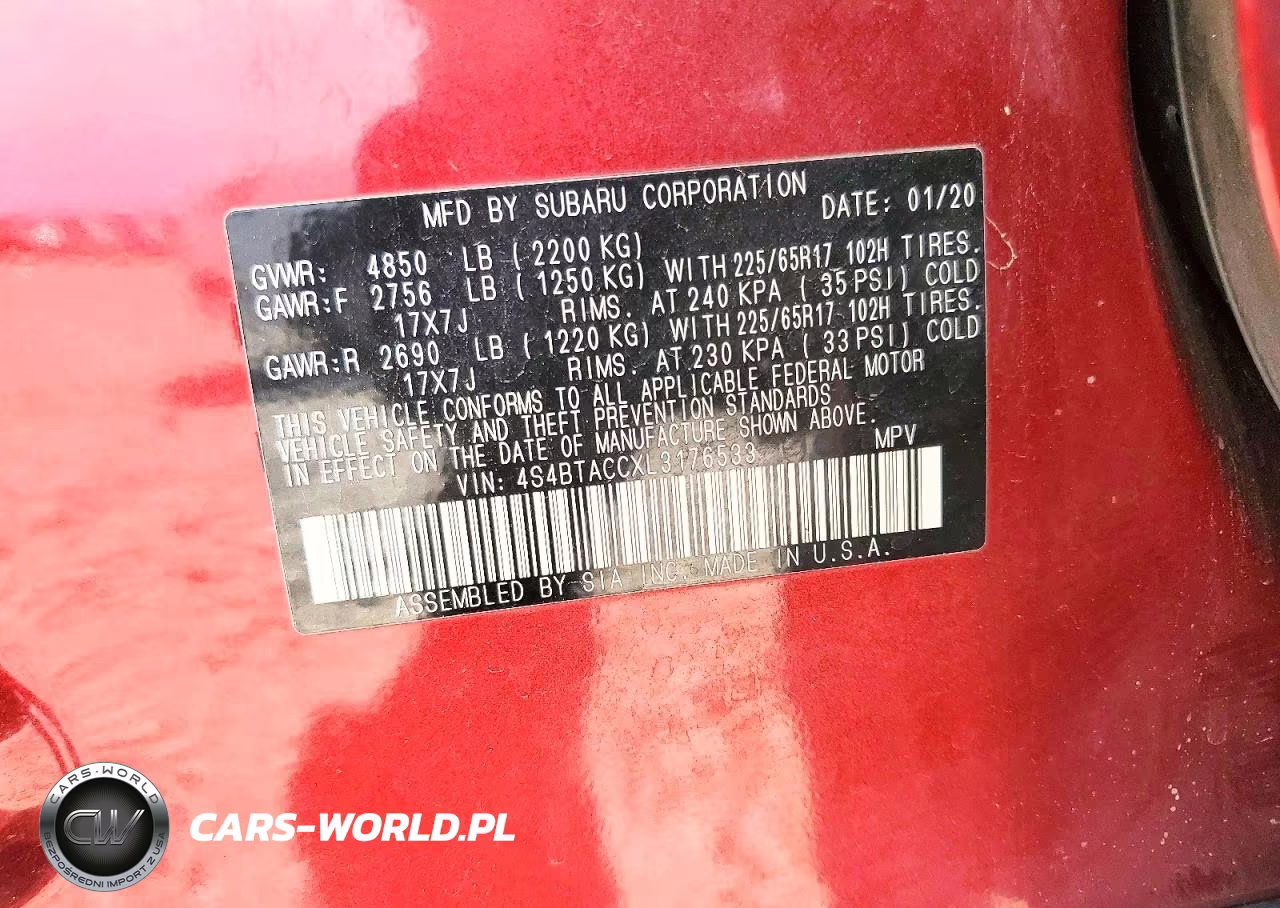 2020 Subaru Outback Premium VIN:4S4BTACCXL3176533 - 12