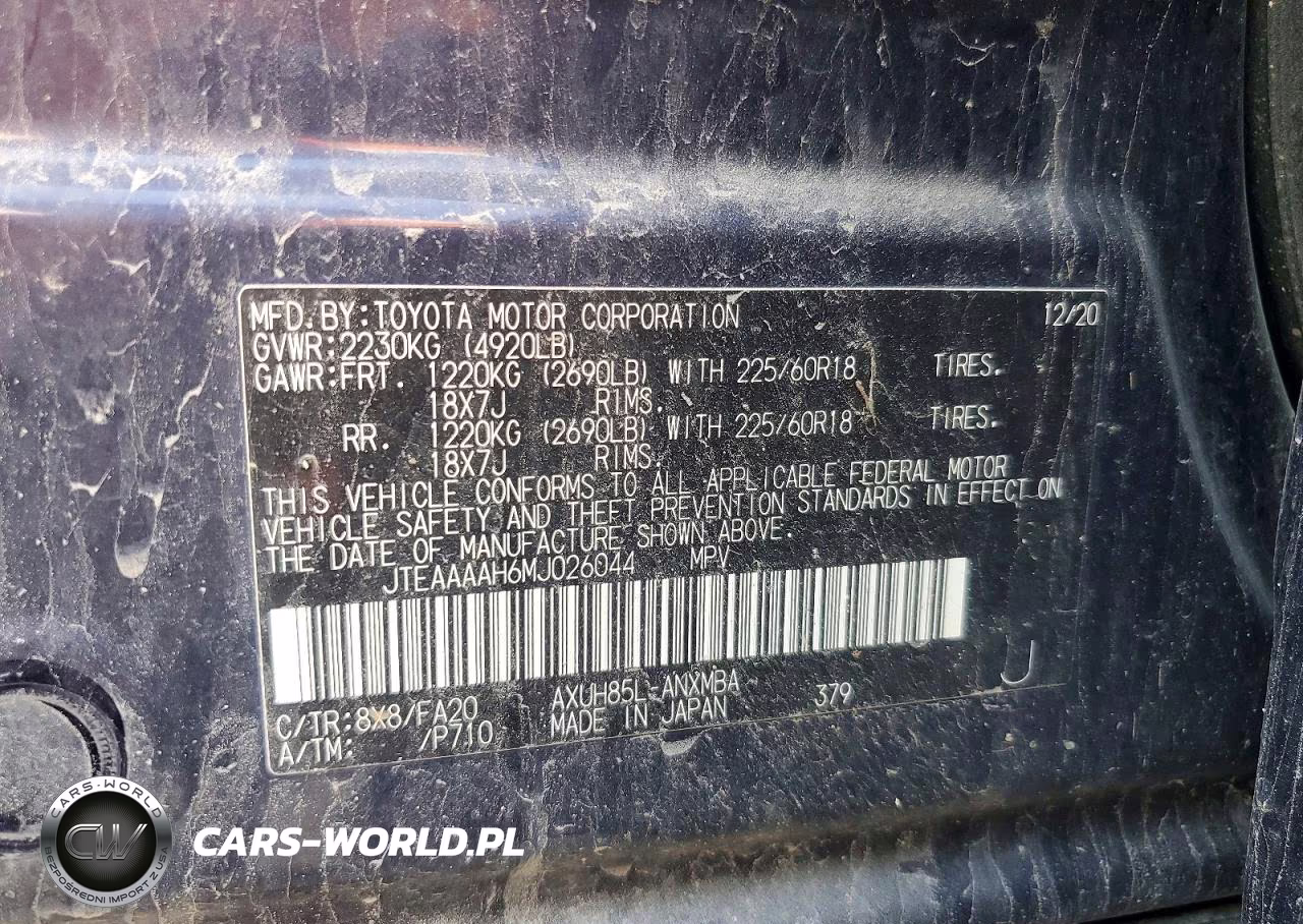 2021 Toyota Venza Le VIN:JTEAAAAH6MJ026044 - 14