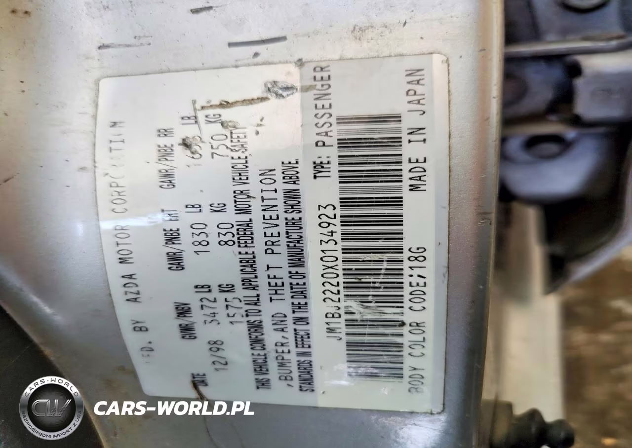 1999 Mazda Protege Lx VIN:JM1BJ2220X0134923 - 12