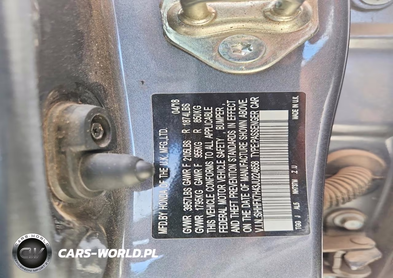 2018 Honda Civic Sport VIN:SHHFK7H43JU224658 - 13